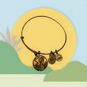 Alex and Ani Sister Gold Charm Adjustable Bangle Bracelet